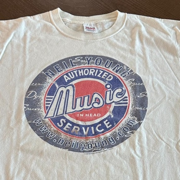 Anvil Neil Young T Shirt 2000 Music In Head Tour Official Band Concert White XL - Picture 4 of 6